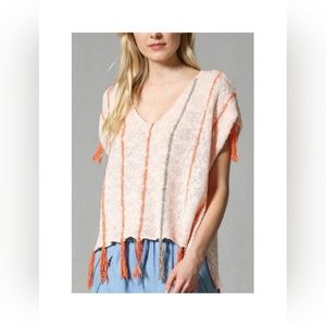 Fate Lightweight summer knit top with tassels hem size small